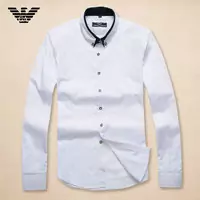 aruomoi ea7 chemise slim stretch unie color col blance